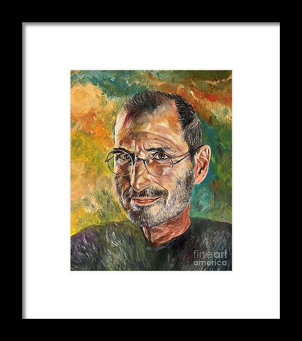 Steve Jobs Framed Print featuring the painting Steve Jobs Oil Painting by Suzann Sines