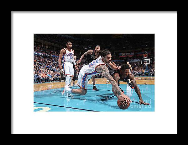 Nba Pro Basketball Framed Print featuring the photograph Steven Adams and Eric Bledsoe by Joe Murphy