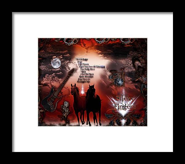 The Rolling Stones Framed Print featuring the digital art Sticky Fingers by Michael Damiani