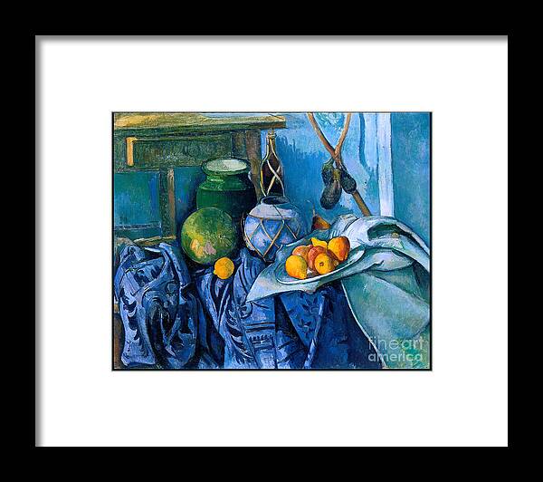 Cezanne Framed Print featuring the painting Still Life with a Ginger Jar and Eggplants 1893 by Paul Cezanne