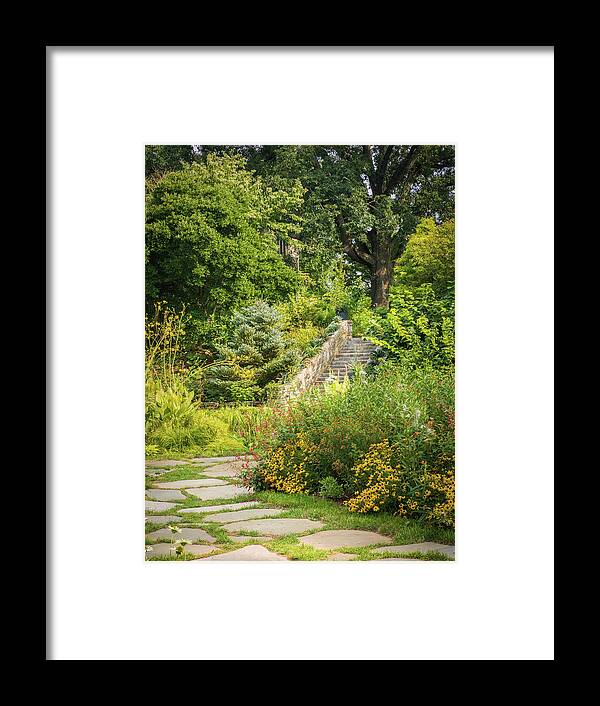 Architecture Framed Print featuring the photograph Stone Stairs in the Garden by Kristia Adams