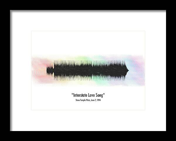 Music Framed Print featuring the digital art Stone Temple Pilots Interstate Love Song waveform art #778 by Database Dude