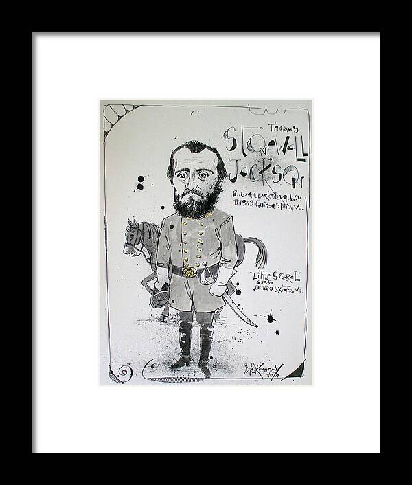  Framed Print featuring the drawing Stonewall Jackson by Phil Mckenney