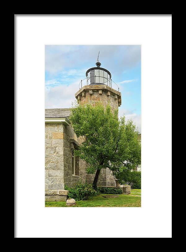 Stonington Harbor Lighthouse Framed Print featuring the photograph Stonington Harbor Lighthouse and Pear Tree by Marianne Campolongo
