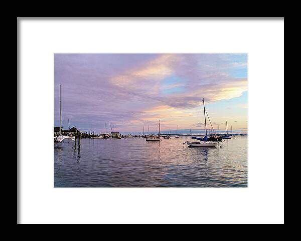 Sunset Framed Print featuring the photograph Stonington Harbor Twilight by Marianne Campolongo