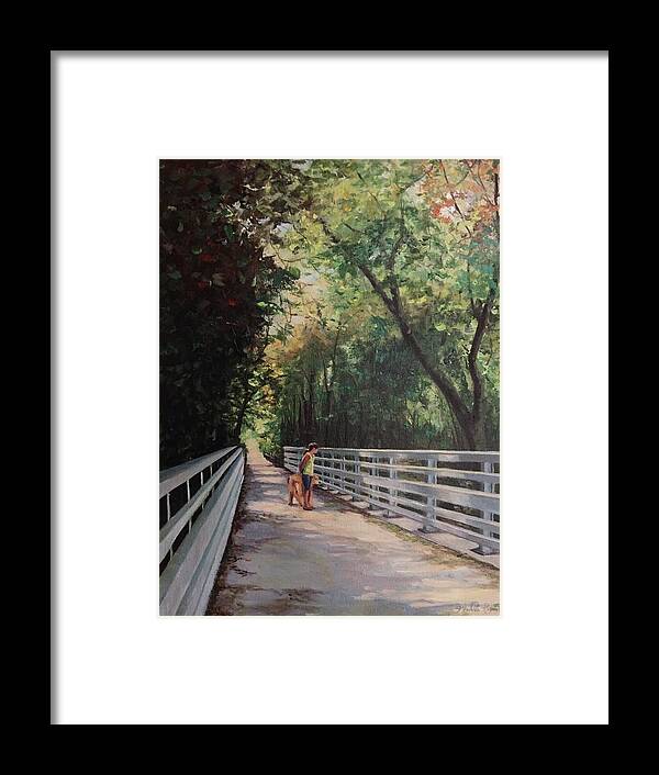 Woods Framed Print featuring the painting Stopping by the Woods on an Autumn Day by Judy Rixom