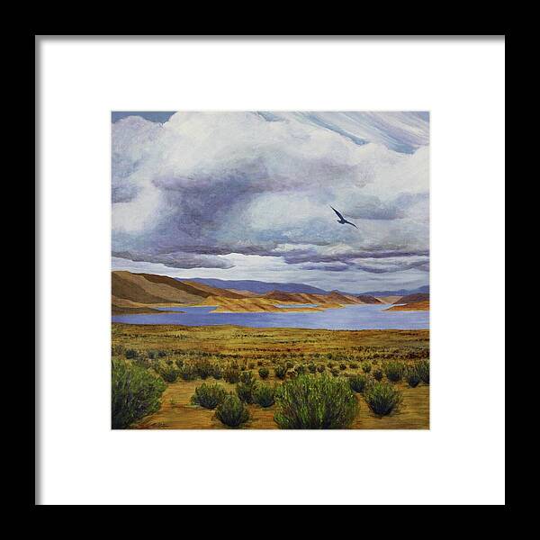 Kim Mcclinton Framed Print featuring the painting Storm at Lake Powell- left panel of three by Kim McClinton