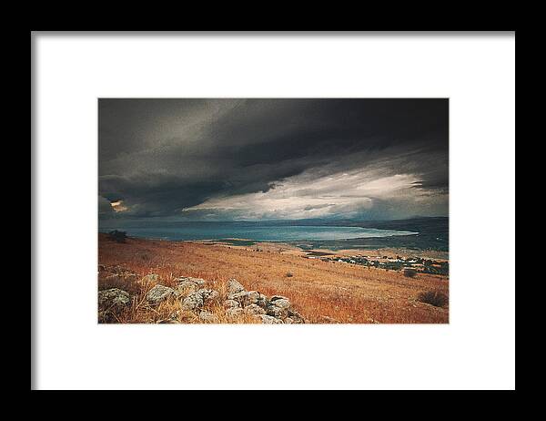 Sea Of Galilee Framed Print featuring the painting Storm over the Sea of Galilee by Ioannis Konstas
