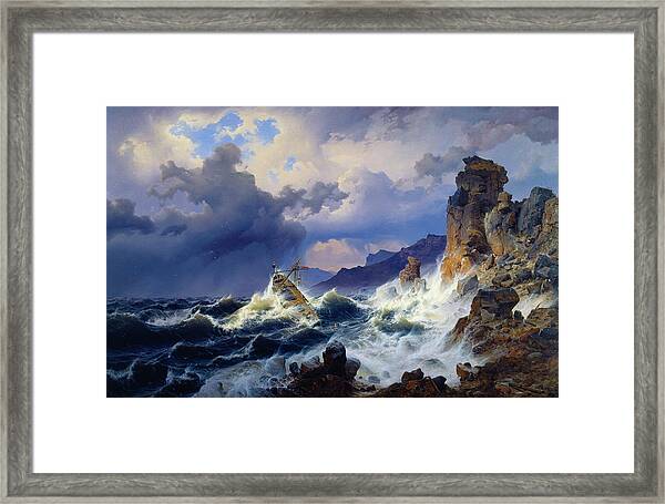 Storm at Sea off the Norwegian Coast Framed Print