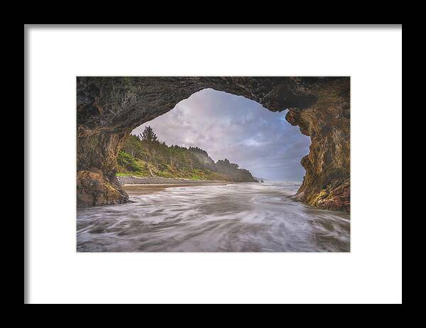 Oregon Framed Print featuring the photograph Storm in the Cave by Darren White