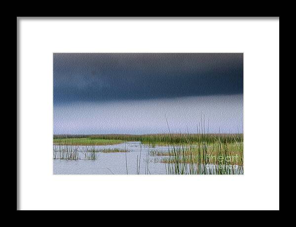 Storm Framed Print featuring the digital art Storm on Lake Okeechobee by Patti Powers