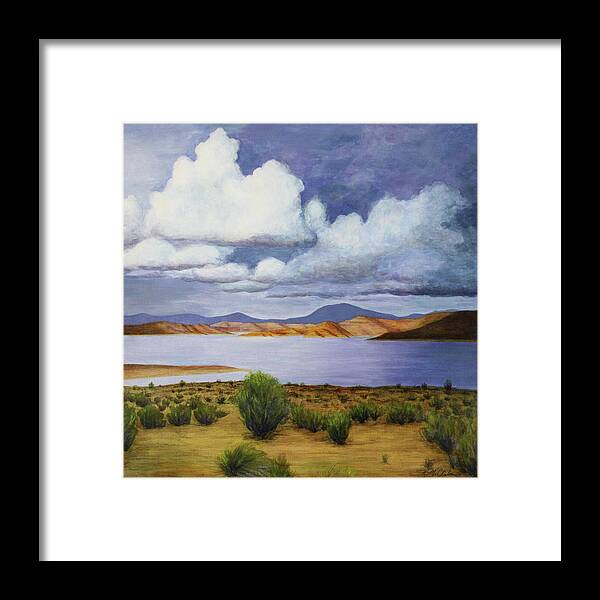 Kim Mcclinton Framed Print featuring the painting Storm on Lake Powell - right panel of three by Kim McClinton