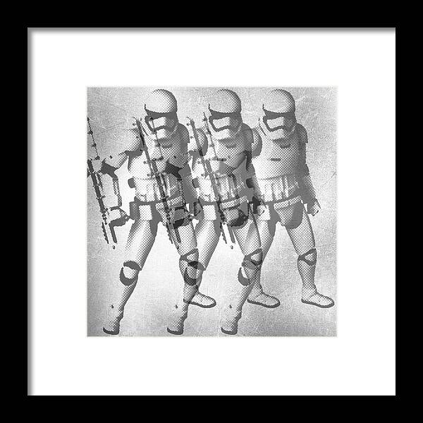 Storm Trooper Framed Print featuring the painting Storm Trooper Star Wars Elvis Warhol by Tony Rubino