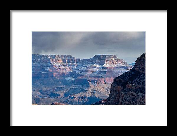 Storm Stormy Clouds Grand Canyon Winter Snow Arizona Landscape Fstop101 Framed Print featuring the photograph Stormy Clouds over a Wintery Grand Canyon by Geno Lee