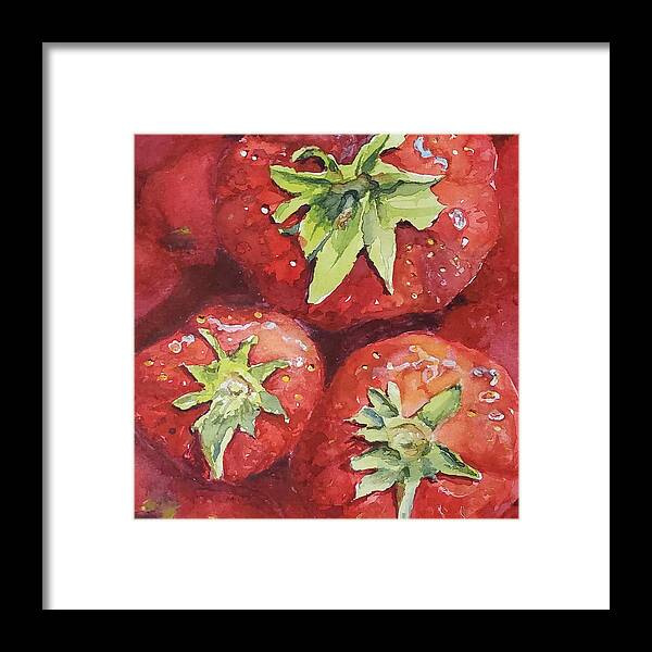 Still Life Framed Print featuring the painting Strawberries by Sheila Romard