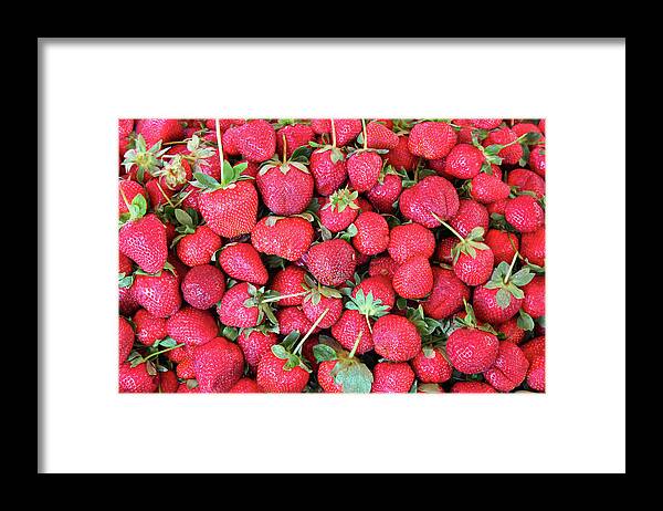 Strawberry Framed Print featuring the photograph Strawberry Background by Mikhail Kokhanchikov