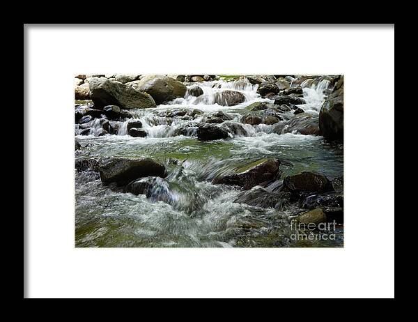 Hawai'i Framed Print featuring the photograph Stream with Flowing Water Over Rocks by Wilko van de Kamp Fine Photo Art