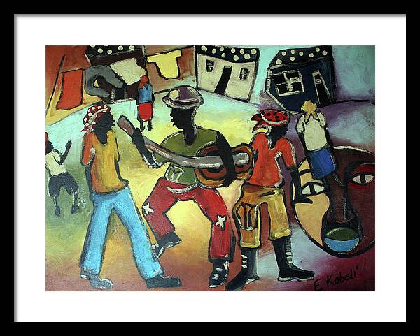  Framed Print featuring the painting Street Band by Eli Kobeli