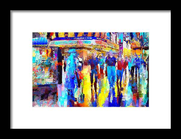 Street Mime Framed Print featuring the mixed media Street Mime Entertainer, Las Vegas by Tatiana Travelways