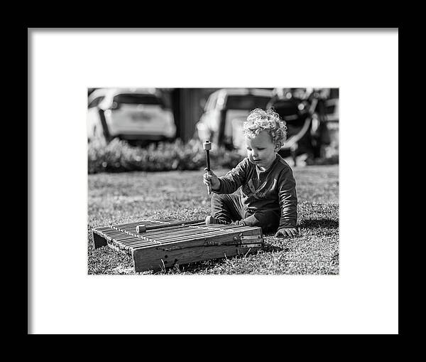 Boy Framed Print featuring the photograph Street Musician In Hermanus by Eva Lechner