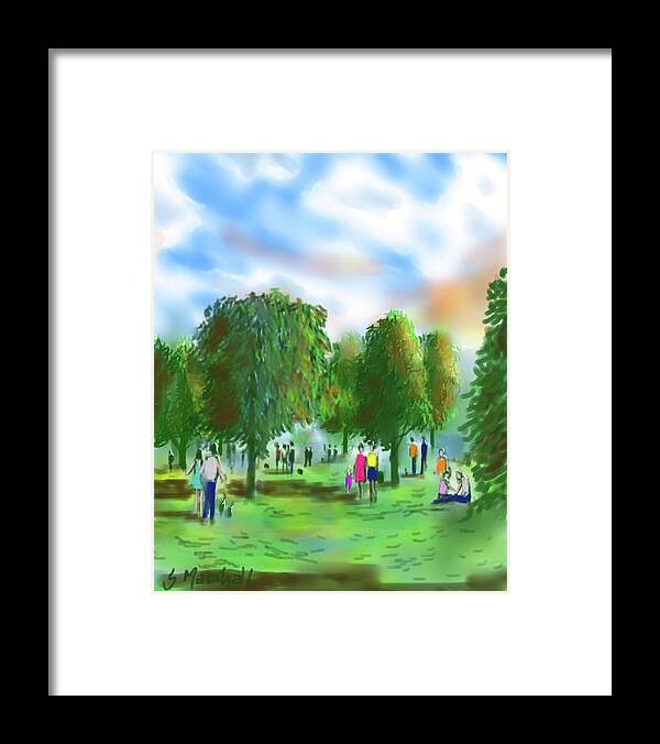 Ipad Painting Framed Print featuring the painting Stroll in the Park by Glenn Marshall