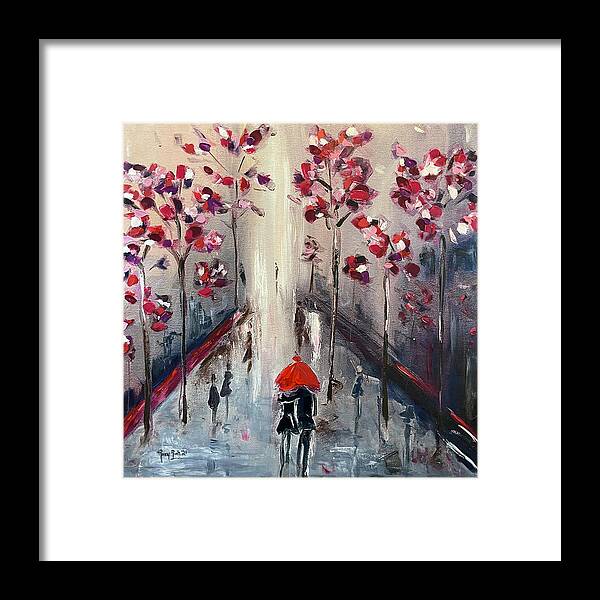 Paris Framed Print featuring the painting Strolling in Paris 2021 by Roxy Rich