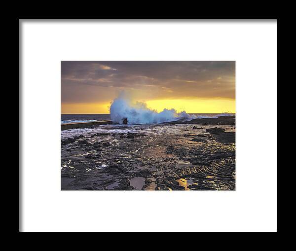Scenics Framed Print featuring the photograph Strong Surf. Wawaloli Beach. Kailua-Kona. Hawaii by Luis Castaneda Inc.