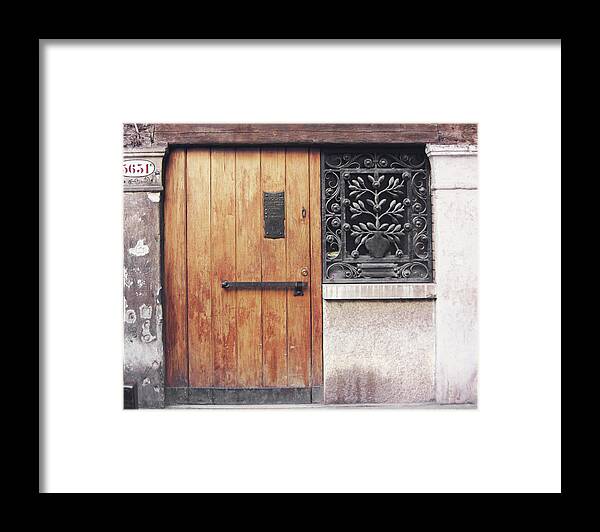 Venice Italy Framed Print featuring the photograph Studio Door by Lupen Grainne