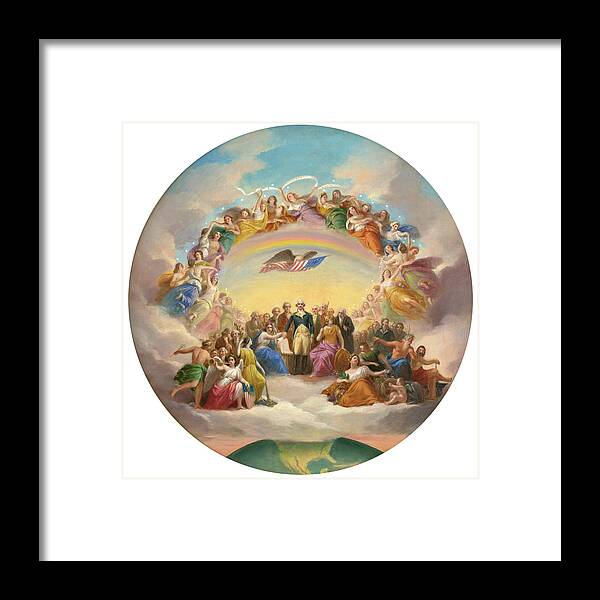 Architecture Framed Print featuring the painting Study for the Apotheosis of Washington, U.S. Capitol Dome by Constantino Brumidi