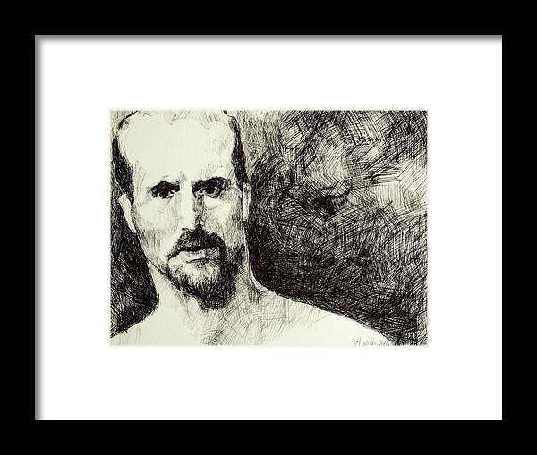 #inmate Framed Print featuring the drawing Study of an Unknown Inmate 5 by Veronica Huacuja