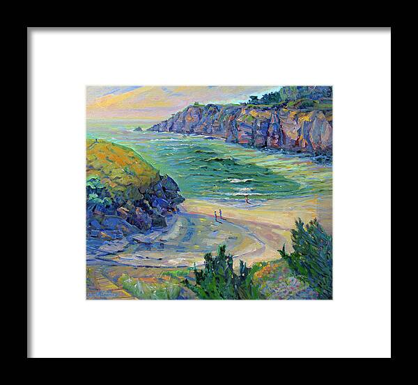 Marine Landscape Framed Print featuring the painting Stump Beach, Sonoma Coast by John McCormick
