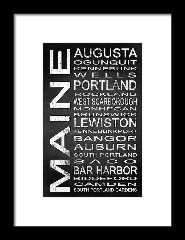 Subway Sign Framed Print featuring the digital art SUBWAY Maine State 1 by Melissa Smith