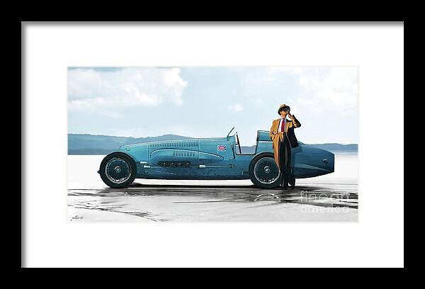 Success Framed Print featuring the painting Success, Napier Campbell Bluebird II, Pendine Sands, 195 mph, World Record by Thomas Pollart