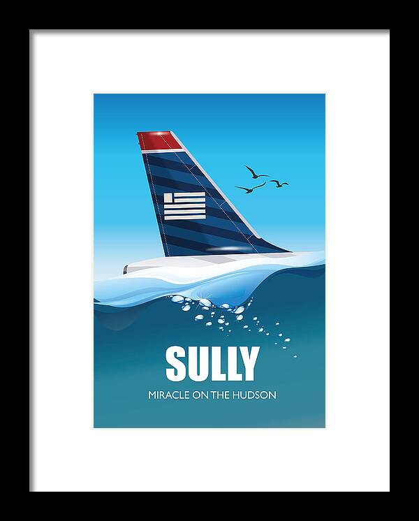 Movie Poster Framed Print featuring the digital art Sully Miracle on the Hudson - Alternative Movie Poster by Movie Poster Boy