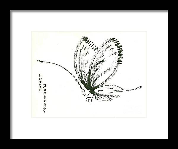 Butterfly Framed Print featuring the painting Sumi Butterfly - Symbol by Catherine Ludwig Donleycott