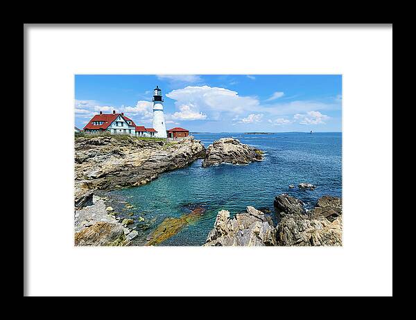 Portland Head Framed Print featuring the photograph Summer at Portland Head Lighthouse by Ron Long Ltd Photography