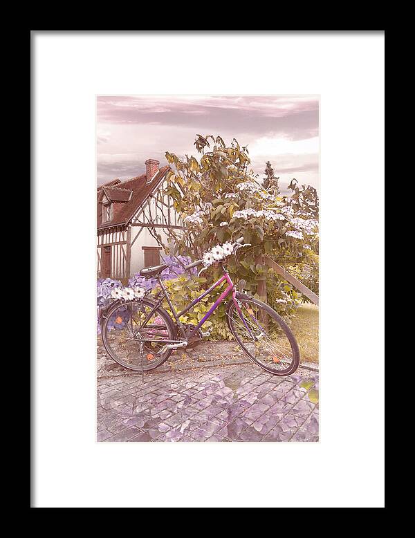 Barns Framed Print featuring the photograph Summer Cycling in Farmhouse Flowers by Debra and Dave Vanderlaan