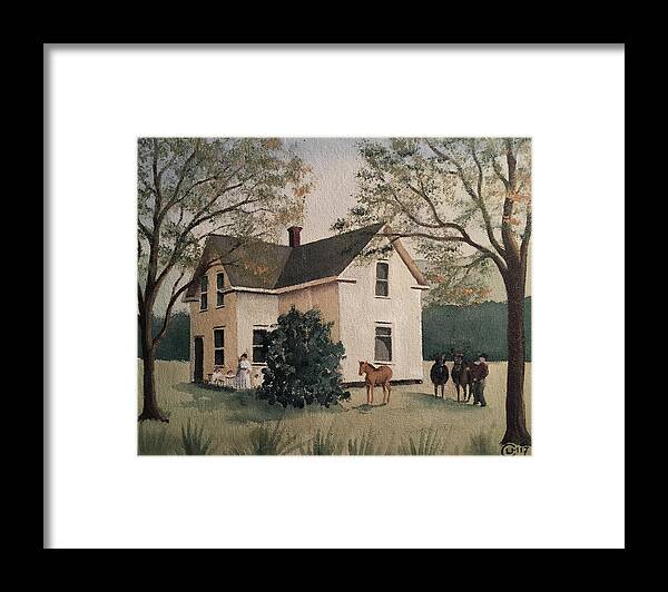 Farmhouse Framed Print featuring the painting Summer Farmhouse by Lisa Curry Mair