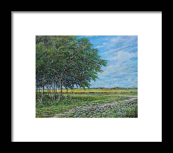 Landscape Framed Print featuring the painting Summer Field by Sinisa Saratlic