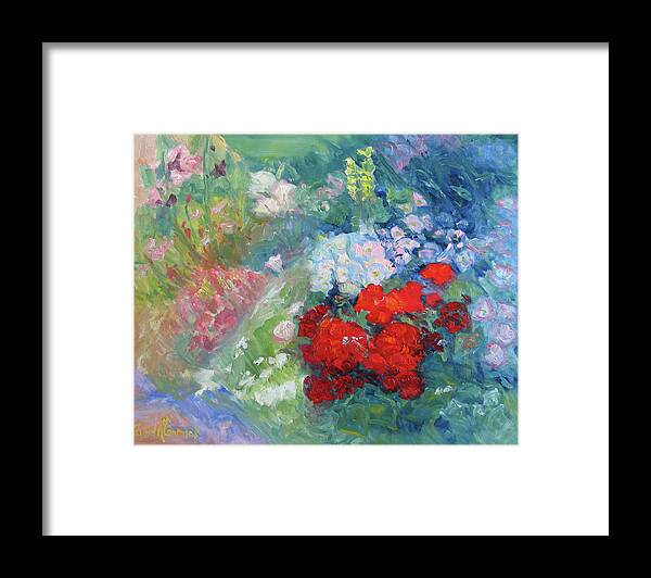 Flowers Framed Print featuring the painting Summer Garden by John McCormick