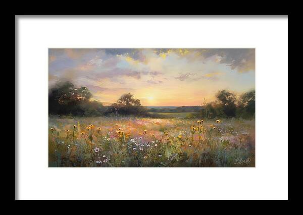 Summer Meadow Framed Print featuring the painting Summer meadows 2 by Lilia S