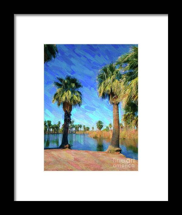 Papago Framed Print featuring the painting Summer palms by Darrell Foster