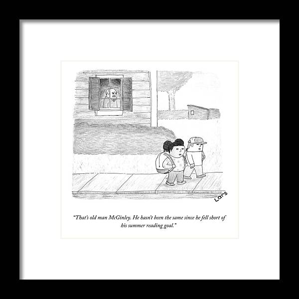 A25115 Framed Print featuring the drawing Summer Reading Goal by Lars Kenseth