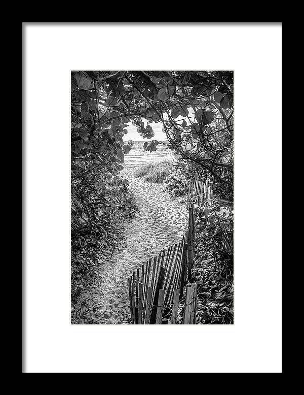 Black Framed Print featuring the photograph Summer Sand Dunes Black and White by Debra and Dave Vanderlaan