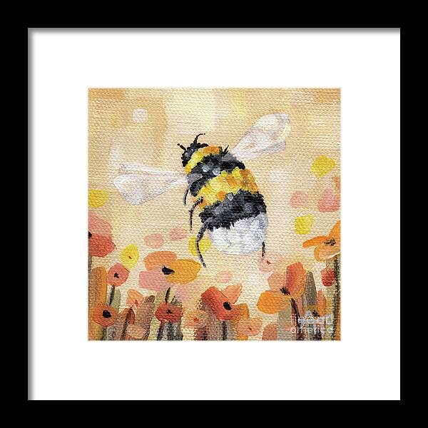Flowers Framed Print featuring the painting Summer Sun - Bumblebee Painting by Annie Troe