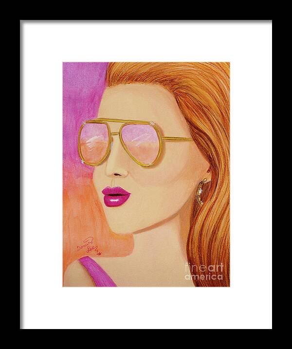 Fine Art Framed Print featuring the painting Summer Sunset In Reflective Sunglassess by Dorothy Lee