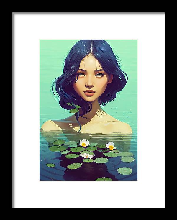 Girl Framed Print featuring the digital art Summer Swim by Nickleen Mosher