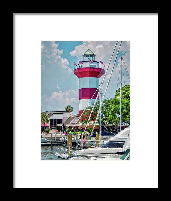 Harbour Town Lighthouse Framed Print featuring the photograph Summertime Harbour Town Lighthouse by Amy Dundon