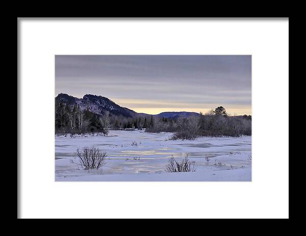 Winter Framed Print featuring the photograph Sun Setting on a New Hampshire Winter by Russel Considine
