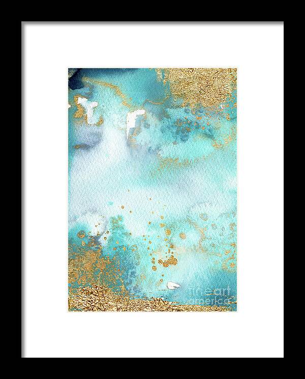 Sunbaked Mint Framed Print featuring the painting Sunbaked Mint And Gold by Garden Of Delights